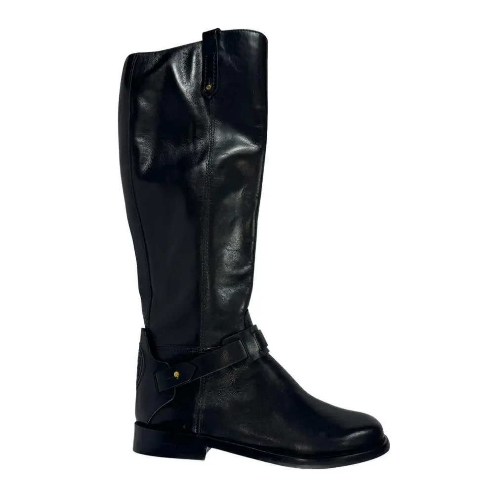 Tory Burch Colton Leather Knee High Riding Boots Sz 5.5 NEW Equestrian LOGO